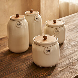 Rice Seramik Kavanoz Krem (2700 Ml) Krem