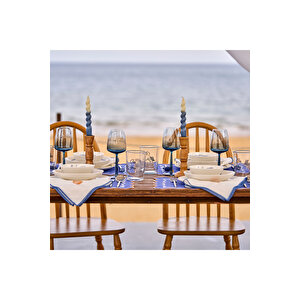 Marine Porselen 24 Parça 6 Kişilik Yemek Takımı Mavi Mavi