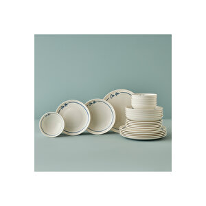 Marine Porselen 24 Parça 6 Kişilik Yemek Takımı Mavi Mavi