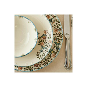 Vintage Porselen 24 Parça 6 Kişilik Yemek Takımı Mavi Mavi