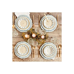 Mabel Stoneware 48 Parça 12 Kişilik Yemek Takımı Mavi
