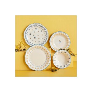 Mabel Stoneware 48 Parça 12 Kişilik Yemek Takımı Mavi