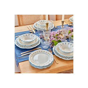 Mabel Stoneware 48 Parça 12 Kişilik Yemek Takımı Mavi