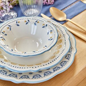 Mabel Stoneware 24 Parça 6 Kişilik Yemek Takımı Mavi Mavi