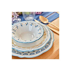 Mabel Stoneware 24 Parça 6 Kişilik Yemek Takımı Mavi Mavi