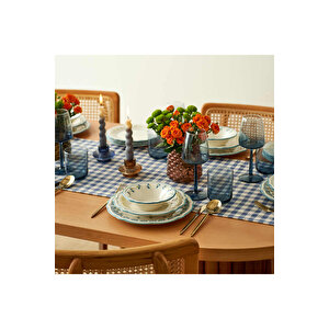 Mabel Stoneware 24 Parça 6 Kişilik Yemek Takımı Mavi Mavi