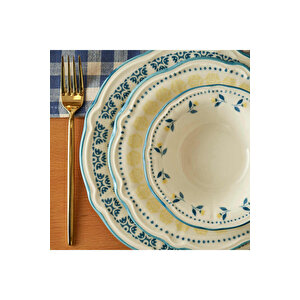 Mabel Stoneware 24 Parça 6 Kişilik Yemek Takımı Mavi Mavi