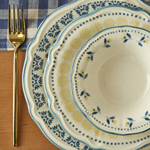 Mabel Stoneware 24 Parça 6 Kişilik Yemek Takımı Mavi Mavi