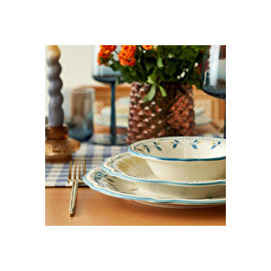 Mabel Stoneware 24 Parça 6 Kişilik Yemek Takımı Mavi Mavi