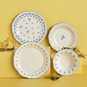 Mabel Stoneware 24 Parça 6 Kişilik Yemek Takımı Mavi Mavi