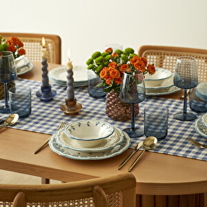 Mabel Stoneware 24 Parça 6 Kişilik Yemek Takımı Mavi Mavi