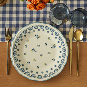 Mabel Stoneware 24 Parça 6 Kişilik Yemek Takımı Mavi Mavi