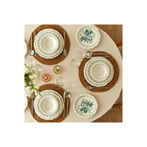 Isabella Stoneware 24 Parça 6 Kişilik Yemek Takımı Yeşil Yeşil