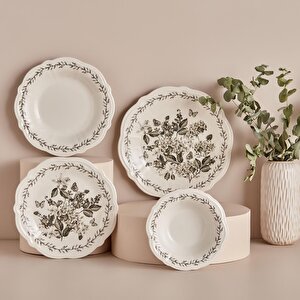 Isabella Stoneware 24 Parça 6 Kişilik Yemek Takımı Yeşil Yeşil