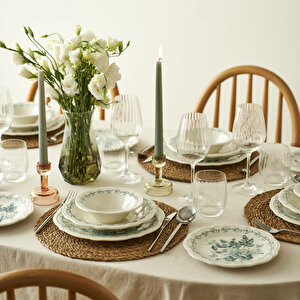 Isabella Stoneware 24 Parça 6 Kişilik Yemek Takımı Yeşil Yeşil