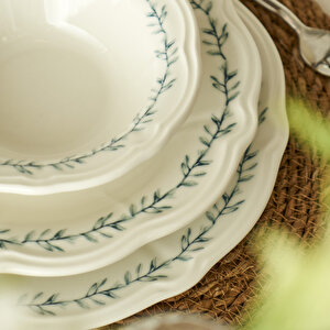 Isabella Stoneware 24 Parça 6 Kişilik Yemek Takımı Yeşil Yeşil
