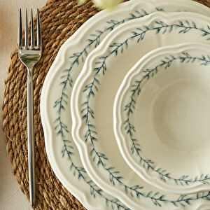Isabella Stoneware 24 Parça 6 Kişilik Yemek Takımı Yeşil Yeşil