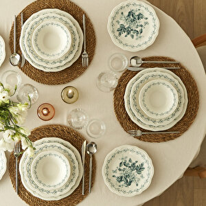 Isabella Stoneware 24 Parça 6 Kişilik Yemek Takımı Yeşil Yeşil
