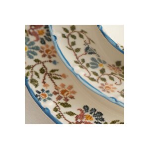 Vintage Porselen 48 Parça 12 Kişilik Yemek Takımı Mavi