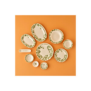 Petit Bonheur Porselen 44 Parça Yemek Ve Kahvaltı Takımı Yeşil Yeşil