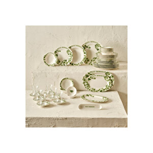 Petit Bonheur Porselen 44 Parça Yemek Ve Kahvaltı Takımı Yeşil Yeşil