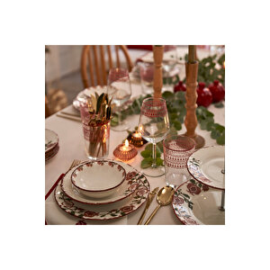 Jolly Porselen 18 Parça 6 Kişilik Yemek Takımı Kırmızı Kırmızı