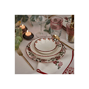 Jolly Porselen 18 Parça 6 Kişilik Yemek Takımı Kırmızı Kırmızı