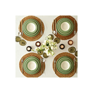 Monica Stoneware 12 Parça 4 Kişilik Yemek Takımı Yeşil Yeşil