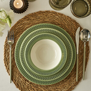 Monica Stoneware 12 Parça 4 Kişilik Yemek Takımı Yeşil Yeşil