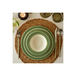 Monica Stoneware 12 Parça 4 Kişilik Yemek Takımı Yeşil Yeşil