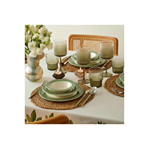 Monica Stoneware 12 Parça 4 Kişilik Yemek Takımı Yeşil Yeşil