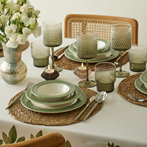 Monica Stoneware 12 Parça 4 Kişilik Yemek Takımı Yeşil Yeşil
