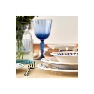 Vanessa Porselen 24 Parça 6 Kişilik Yemek Takımı Mavi Mavi
