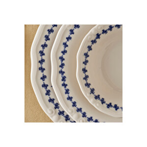 Vanessa Porselen 24 Parça 6 Kişilik Yemek Takımı Mavi Mavi