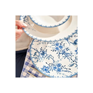 Bleu Blanc Porselen 24 Parça 6 Kişilik Yemek Takımı Mavi Mavi