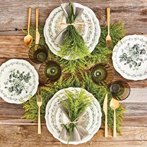 Isabella Stoneware 48 Parça 12 Kişilik Yemek Takımı Yeşil