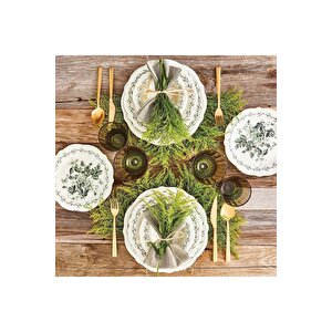 Isabella Stoneware 48 Parça 12 Kişilik Yemek Takımı Yeşil