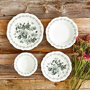 Isabella Stoneware 48 Parça 12 Kişilik Yemek Takımı Yeşil