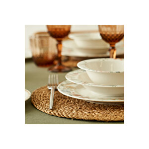 Flores Porselen 24 Parça 6 Kişilik Yemek Takımı Çok Renkli