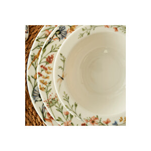 Flores Porselen 24 Parça 6 Kişilik Yemek Takımı Çok Renkli