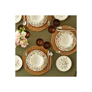 Flores Porselen 24 Parça 6 Kişilik Yemek Takımı Çok Renkli