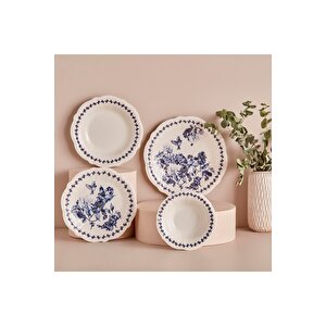 Vanessa Stoneware 48 Parça 12 Kişilik Yemek Takımı Mavi