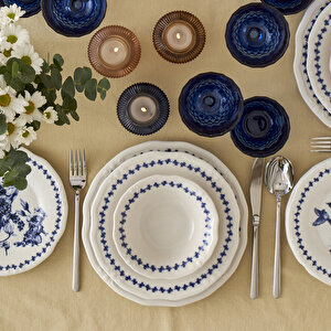 Vanessa Stoneware 48 Parça 12 Kişilik Yemek Takımı Mavi