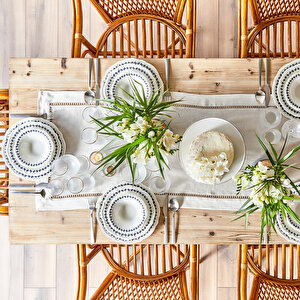 Vanessa Stoneware 48 Parça 12 Kişilik Yemek Takımı Mavi