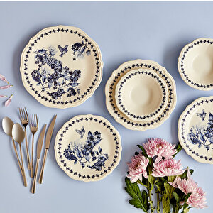 Vanessa Stoneware 48 Parça 12 Kişilik Yemek Takımı Mavi