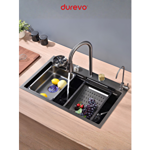 Mutfak Eviyesi Teknolojik Akıllı Eviye Paslanmaz Çelik -NANO PVD Kaplama 75x46cm