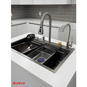 Mutfak Eviyesi Teknolojik Akıllı Eviye Paslanmaz Çelik -NANO PVD Kaplama 75x46cm