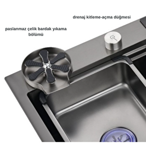 Mutfak Eviyesi Teknolojik Akıllı Eviye Paslanmaz Çelik -NANO PVD Kaplama Yüzey 75x46cm