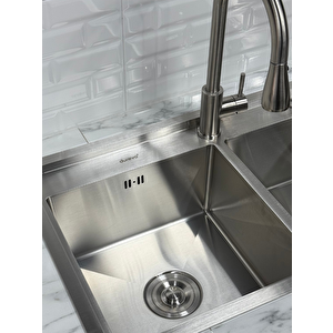 Moderno Double Paslanmaz Çelik Bardak Yıkamalı 2 Gözlü Mutfak Eviyesi -96x50cm Inoks