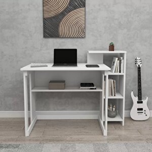 Enda Home Saye 5 Raflı Kitaplıklı Çalışma Masası Beyaz
